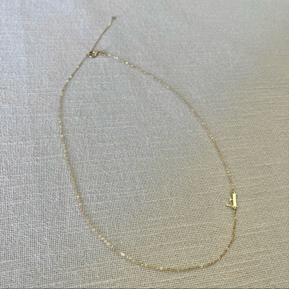 GOLDEN CLEF Asymmetrical Letter F Initial Pendant Necklace 14k Gold ITALY $199 - Picture 4 of 15